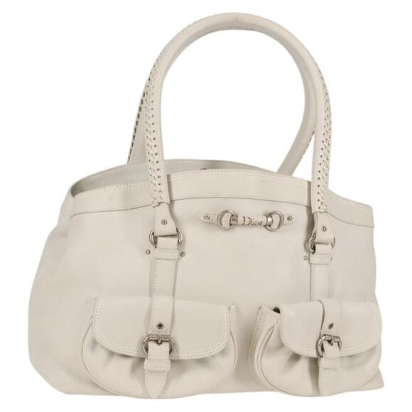 DIOR Shoulder Bag Leather White Silver - Picture 1 of 13